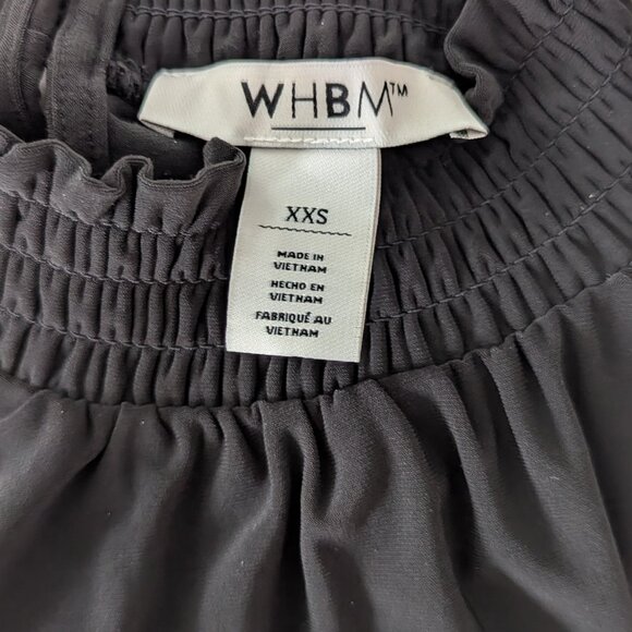 WHBM NWOT XXS Black Sleeveless Mock Neck Smoked Peplum Blouse Top - Picture 5 of 6